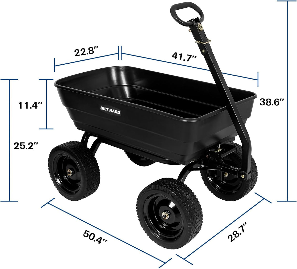 bilt hard poly garden dump cart 1200 lbs on a desk or shelf