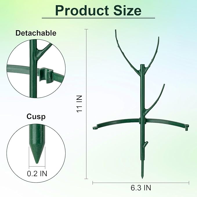 18 Pcs Plant Support Stakes & Plant Cage Support Rings, Plant Supports for Indoor Plants, Stackable Plant Holder Stick, Small Plants Potted Plants Flower Other Climbing Plants (6.4 "Wide X 11" High)