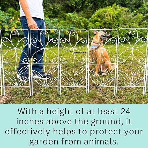 shoplala garden fence (10 panels) 12.5inx31in white metal, side view