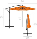 Best Choice Products 10ft Offset Cantilever Hanging Market Patio Umbrella, 8 Sturdy Ribs, Easy Adjustment - Orange