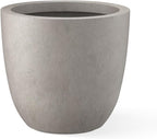 Kante 18 Inch Dia Round Concrete Planter, Indoor Outdoor Large Plant Pot with Drainage Hole and Rubber Plug for Home Patio Garden, Weathered Concrete