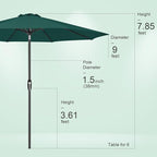 Tempera Patio Market Outdoor Table Umbrella with Auto Tilt and Crank, Large Sun Umbrella with Sturdy Pole & Fade Resistant Canopy, Easy to Set