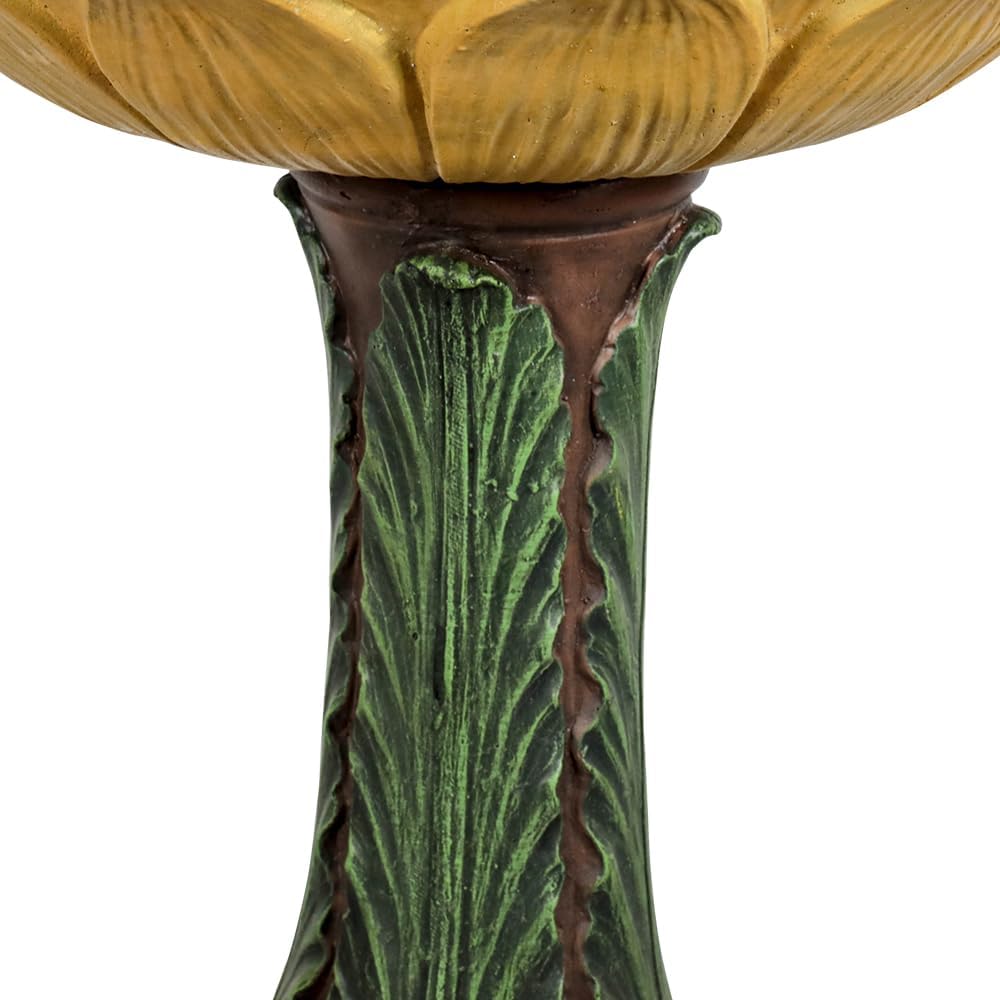 SKYFIRE 24.4” Tall Outdoor Concrete Bird Bath - Sunflower Birdbath Bowl with Green Leaf Pedestal for Garden, Patio, Lawn, Backyard,Outdoor Decor -20”Dia. X 24.4”H Garden Decor Statue Flower Birdbaths