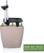 Dexceder 9x8 Self Watering Planter Indoor Outdoor, Inner Mat Design, Thickened Table Flower Plant Pot with Water Level Indicator (Taupe Matte)