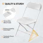 VINGLI 6 Pack White Plastic Folding Chair, Indoor Outdoor Portable Stackable Commercial Seat with Steel Frame 350lb. Capacity for Events Office Wedding Party Picnic Kitchen Dining