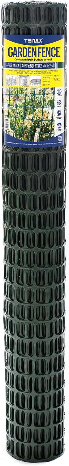 tenax garden fence - green plastic mesh, durable shown in use