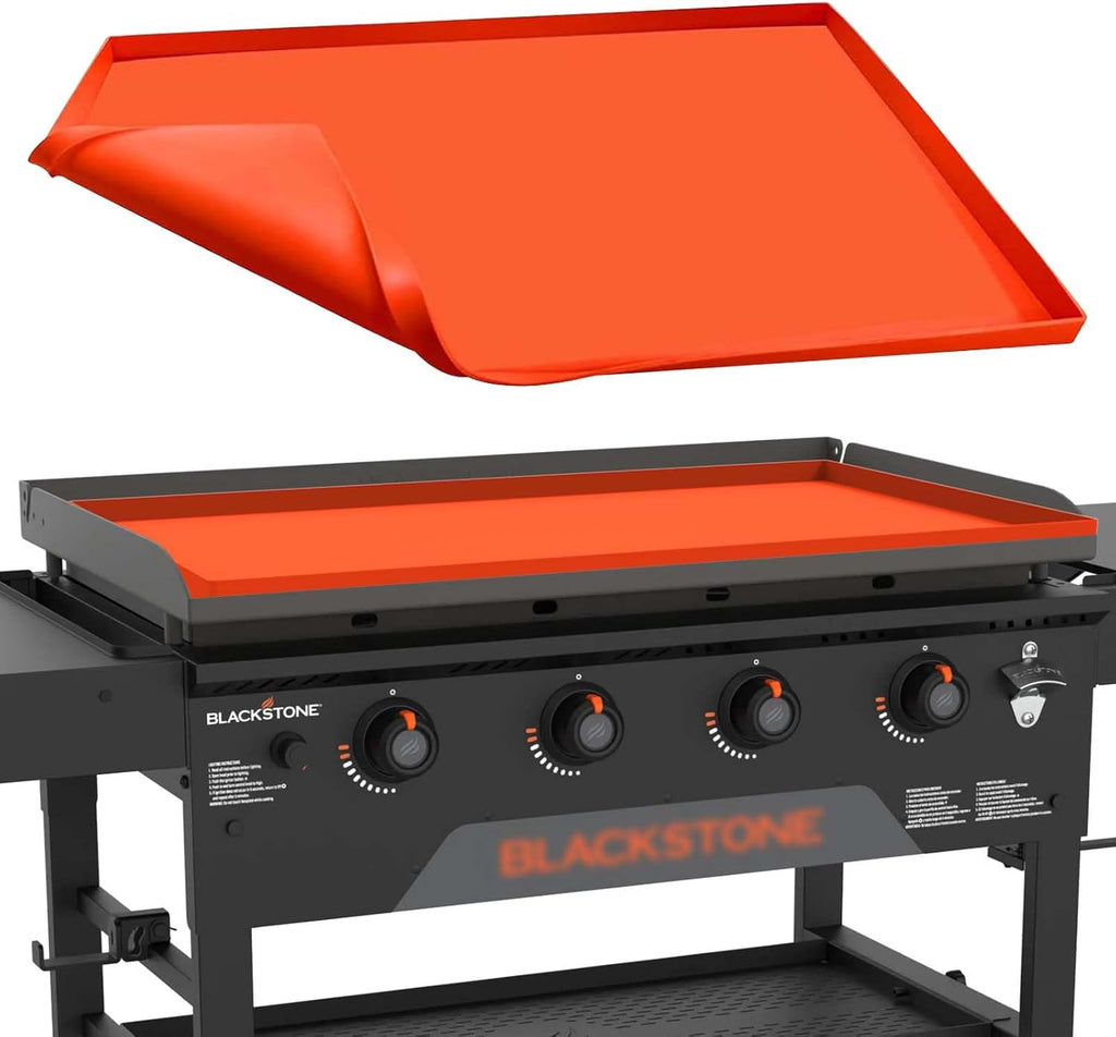 36" Silicone Griddle Cover Mat for Blackstone 36 Inch Griddle Accessories, All-Season Protection Against Dirt & Rust, Food Grade Silicone Grill Mat (Orange)