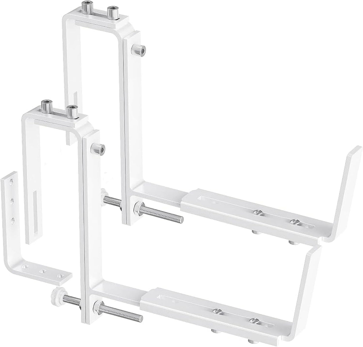 y&m 2 pack window box brackets, adjustable railing, main product view