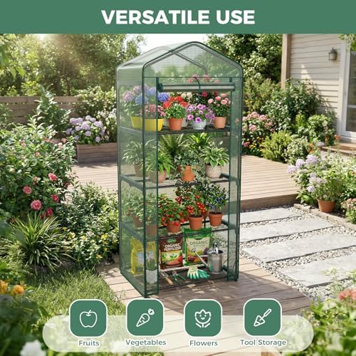 sweetcrispy 27"x19"x63" mini greenhouse, with zipper door durable on a desk or shelf