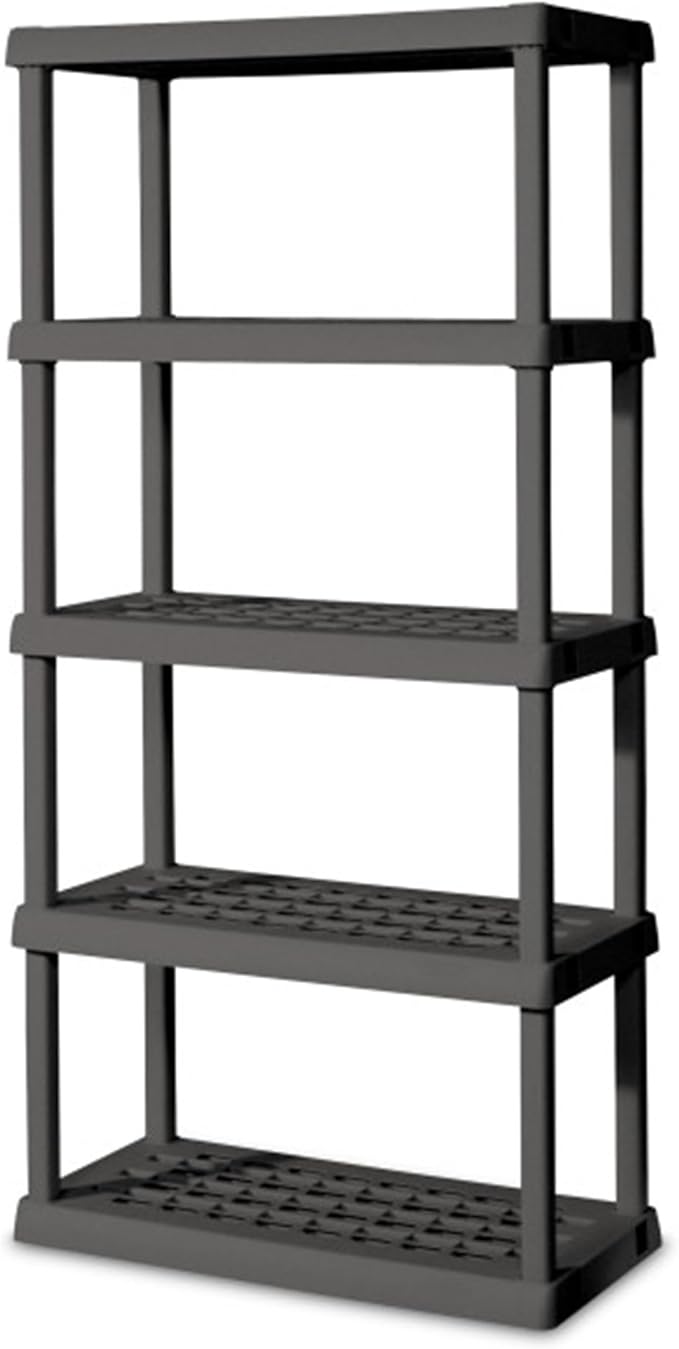 Sterilite 4-Pack 5 Shelf Unit, Heavy-Duty Shelving Storage Rack for Home and Garage, Gray - Multipurpose Plastic Organizer Shelves for Smart Organization