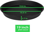 2 Pack of Bird Bath Bowl 18 19 inch, 2.7" Depth, 20 21 22 23 24 25 26 inch Heavy Duty BirdBath Bowls only, Plastic Round Large Plant Saucer Dish for Garden (19", Black)