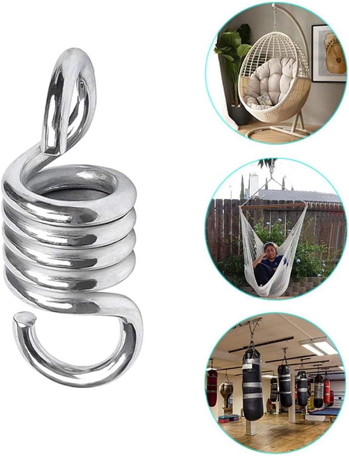 Hammock Chair Spring 2 Pcs 500KG/650KG Steel Hammock Spring Heavy Duty Extension Hook Punch Bag Hanger Swing Chair Garden Furniture Accessory(7mm)