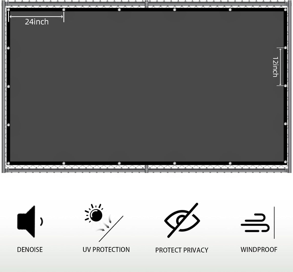 sunny guard privacy screen fence 4/5/6/8 ft heavy showing dimensions