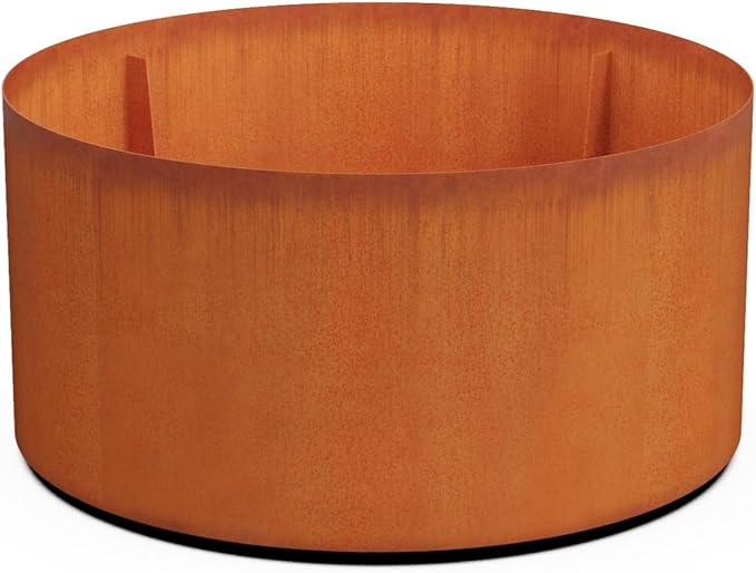 PLANTERCRAFT Corten Steel Metal Planter Box, Round Sizes, Modern Garden Steel planters for Commercial and Residential Outdoor Use.