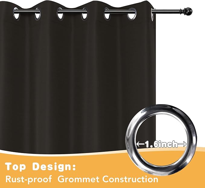 HolidayIdeas Outdoor Curtains for Patio Waterproof, 2 Panels - 54 x 120 Inch - Privacy Protection & Light Filtering Curtains Grommet Outside Curtains for Porch, Gazebo, Pergola, Backyard (Chocolate)