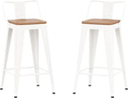 WENTMENT Metal Bar Stools Set of 2 Counter Height Barstools with Removable Back 30" Kitchen Bar Stools with Wooden Seat,Off White