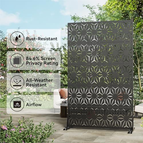 metal privacy screen 71" h x 44" w, side view