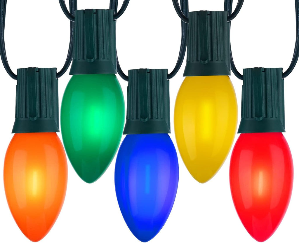 Vintage Christmas Lights Outdoor, 100Ft C9 String Lights with 100 LED Bulbs | Waterproof Shatterproof Connectable Commercial Christmas Tree Lights for Outside Roofline Patio Yard Home Decor, Multicolor