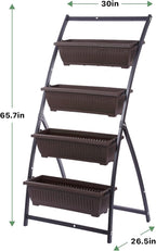 KHOMO GEAR Vertical Garden Planter Balcony Garden Outdoor 4 Tier Raised Bed Box with Stacking Planters Indoor Patio Tower for Plants Vegetables Flowers & Herbs