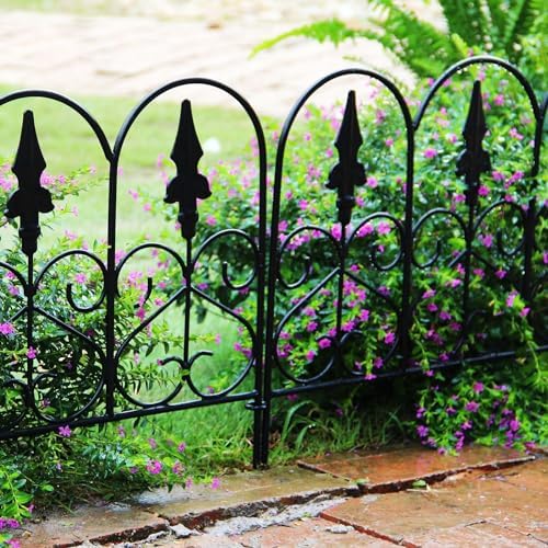 decorative garden fence metal fence border 18" h showing dimensions