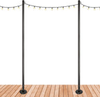 EXCELLO GLOBAL PRODUCTS Premium String Light Poles - 2 Pack - Extends to 10 Feet – Deck Mount (Wood/Concrete)