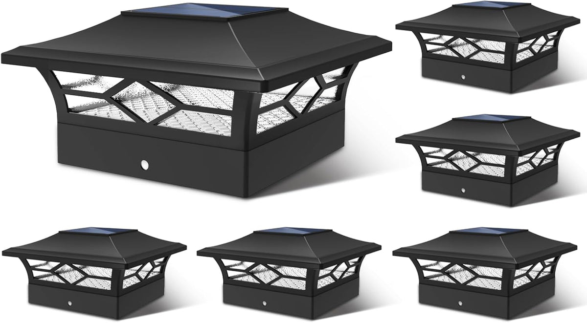 jofios solar post cap lights outdoor 6pack, waterproof, main product view