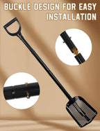 heavy duty sifting shovel with adjustable handle (26"-48"), front angle view