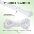 MAQIHAN Wicking Rope for Plants - 50 Feet 1/4 Inch Self Watering Wick Cord | Water Wicks, Cotton Rope, Plant Wicks, DIY Vacation Watering System, Capillary Wick for Garden, Orchid, Tomato, Potted Plants