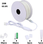 AC 110V COB LED Strip Lights Outdoor Waterproof 65.6ft, 6000K Cool White Super Bright 200W CRI 90+ LED Rope Light, IP65 Flexible Cuttable, for Bedroom Garden Commercial House
