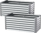 4X2X2ft (2 Pack) Galvanized Raised Garden Bed,Outdoor Planter Box Metal Patio Kit Planting Bed for Vegetables Flowers Herb