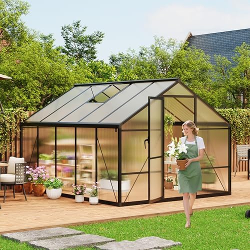 10 ft greenhouse, outdoor greenhouses, polycarbonate panels with, view 9