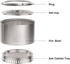 27 inch smokeless fire pit with waterproof cover showing dimensions