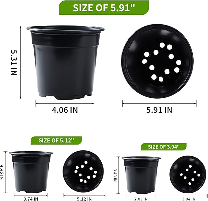 Oubest 30Pack Nursery Pots Plastic for Plants 6 inch Seedling with Drainage Holes Multicolor Flower Seed Starting Pots for Seedling Cutting Transplanting