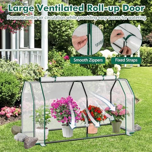 happygrill portable mini greenhouse with roll-up zipper door on a desk or shelf