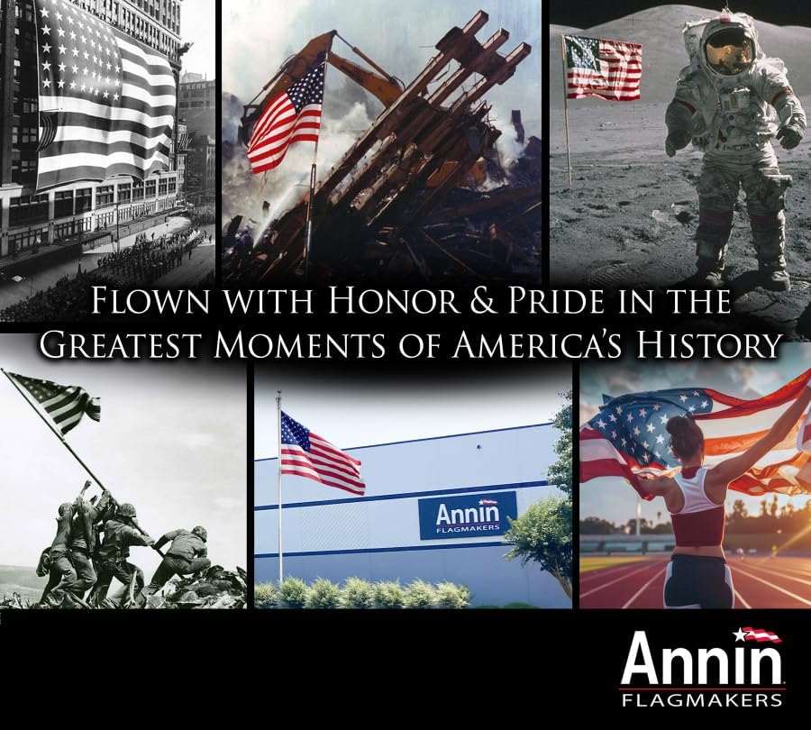 annin flagmakers (2720) tough-tex american flag, made in on a desk or shelf