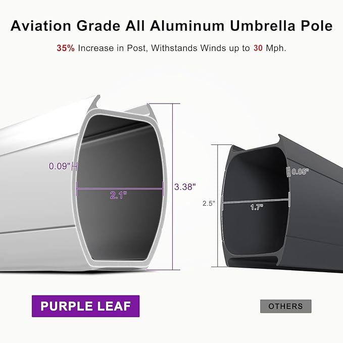 PURPLE LEAF 10ft Patio Umbrella Outdoor Square Umbrella Large Cantilever Umbrella Windproof Offset Heavy Duty Sun for Garden Deck Pool Patio, Grey