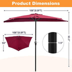 OLIXIS Half 9Ft Umbrella Outdoor Patio, Scalloped Patio Umbrella with Easy Crank, Sun Half Patio Umbrella for Balcony, Market, Garden, Red