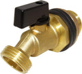 Hooshing Brass Rain Barrel Spigot Water Container, 1 Inch O.D. Inlet to 3/4" GHT Outlet with Quarter Turn Ball Valve Bulkhead Fitting for Outdoor Plastic Bucket Water Tanks
