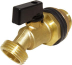 Hooshing Brass Rain Barrel Spigot Water Container, 1 Inch O.D. Inlet to 3/4" GHT Outlet with Quarter Turn Ball Valve Bulkhead Fitting for Outdoor Plastic Bucket Water Tanks