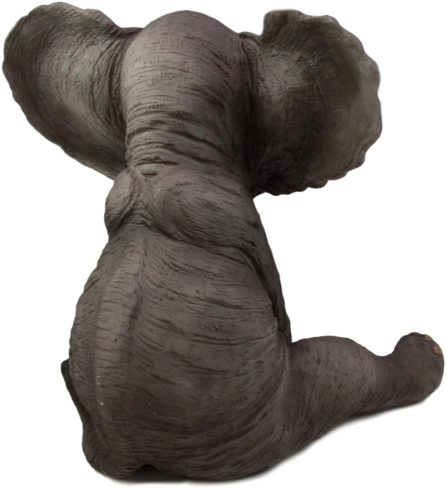 Ebros Safari Savanna Wildlife Animal Melee Adorable Pachy Elephant Statue Home Patio Decor Figurine with Solar LED Light Lantern Lamp 13.75" H Guest Greeter Courtesy Light Path Lighter Sculpture