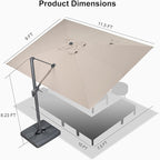 PURPLE LEAF Patio Umbrella 9' X 11.5' Rectangle Cantilever Umbrella Large Aluminum Outdoor Umbrellas with 360-degree Rotation & UPF40+ Premium Fabric for Deck Pool Garden Yard, Sand Dune