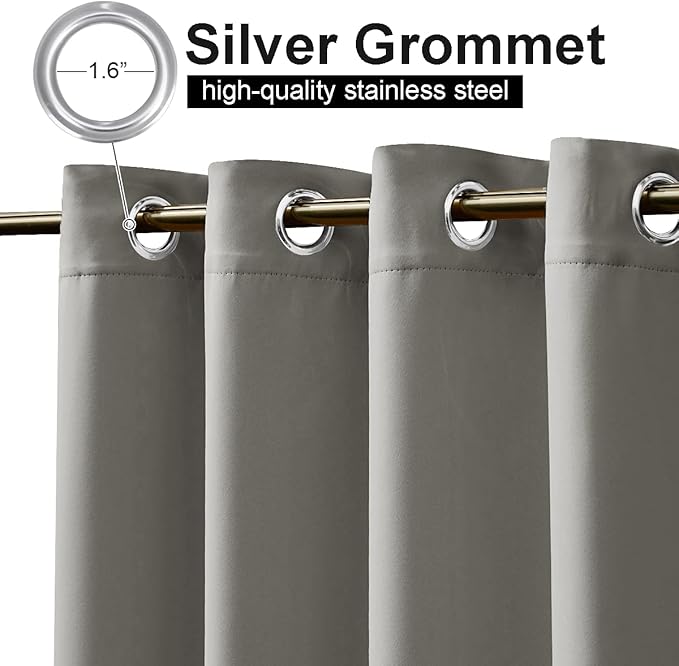 NICETOWN Patio Outdoor Curtain Waterproof, Thermal Insulated Stainless Steel Rustproof Grommet Blackout Indoor Outdoor Curtain/Drape for Party/Cottage, Slate Grey, 1 Panel, W52 by L84