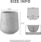 Kante 15.3" Dia Round Concrete Planter, Outdoor Indoor Large Plant Pots Containers with Drainage Hole and Rubber Plug for Home Garden Patio, Natural Concrete