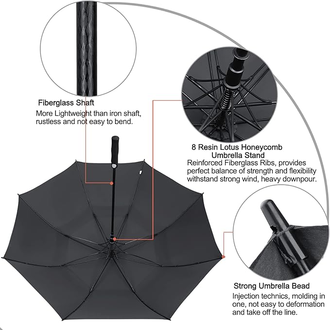 G4Free 47/54/62/68/72 Inch Automatic Open Golf Umbrella Oversize Extra Large Double Canopy Vented Windproof Waterproof Stick Umbrellas
