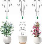 Garden Plant Trellis for Indoor Plants, Stackable Metal Trellis Supports for Climbing Plants or Houseplants, 3 Pack, Black (10"(W) x 17"(H))
