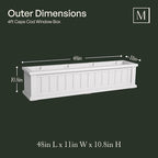 Mayne Cape Cod 4ft Window Box - Black - 48in L x 11in W x 10.8in H - Polyethylene - Built-in Water Reservoir (4841-B)