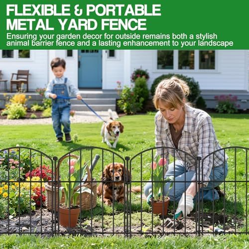 decorative garden fence, 25-pack no dig animal barrier, front angle view