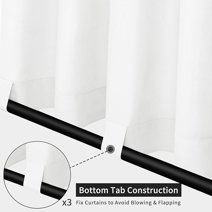 Easy-Going Linen Look Outdoor Curtains Waterproof Windproof Porch Curtains, Soft Thicken Outdoor Privacy Curtains for Patio, Gazebo, Grommet Top and Tab Bottom Drape, 1 Panel, 54x84 inch, White
