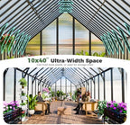 cdcasa 10x40 ft greenhouse for outdoors, massive easy showing dimensions
