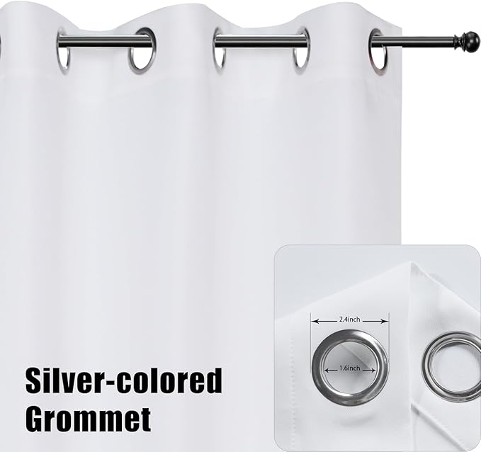 BONZER Waterproof Outdoor Curtains for Patio Porch Pergola Cabana Light Filtering Privacy Grommet Indoor Curtain Panels for Bedroom Living Room, 1 Panel, 54W x 95L inch, White